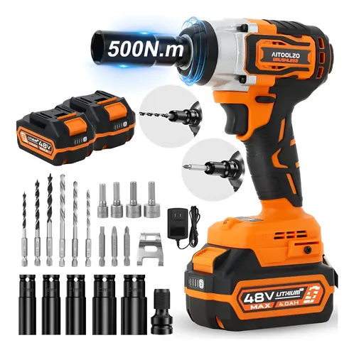 Chave De Impacto Parafusadeira Furadeira 3em1 48v Aitoolzo Laranja 127/220v 60 Hz