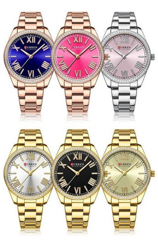 Relojes De Cuarzo Impermeables Curren Trendy Para Mujer Color Del Fondo Azul