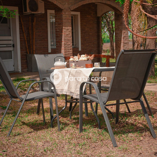 Juego De Jardin Sillas Sillones Mesa 5 Piezas Gris