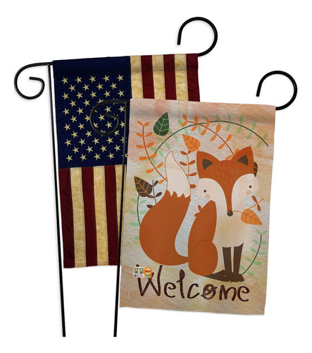 Ornament Collection Welcome Fox Garden Flag Pack Wildlife Ou