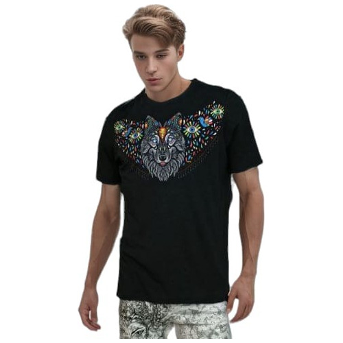 Playera Larva Lobo Collar Arte Mexicano