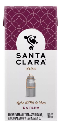Leche Entera Santa Clara 180 Ml. 24 Pack.