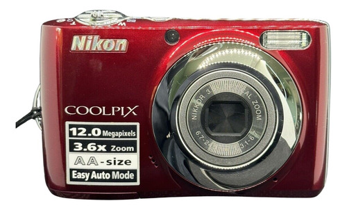Camara Nikon Coolpix L22  12 Mega Pixels 3.6x Optical  Roja 