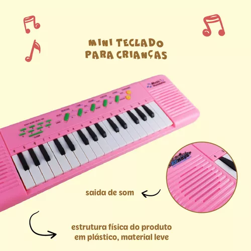 Teclado Musical Infantil Rosa Com Microfone SKY2018 Best Choice