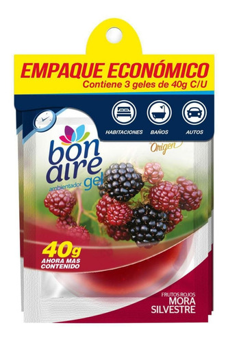 Ambientador Disco Gel 40gr Bonaire Mora Silvestre Rep X3