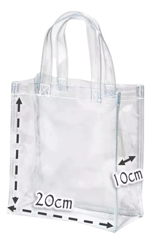 10 Mini Tote Bag Pvc Grueso 15x15x6 Bolsa Transparente