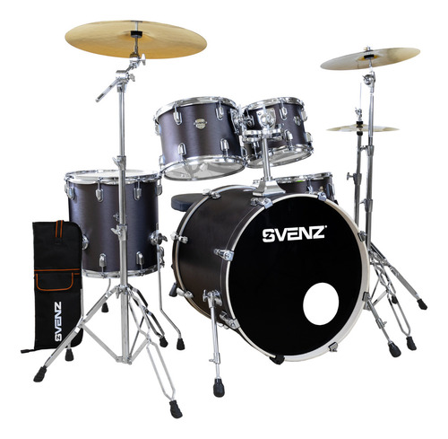 Batería Svenz Dragonfly Dgx-5 Metal Platillos, Banco. Color Black Metal Brush Bmb