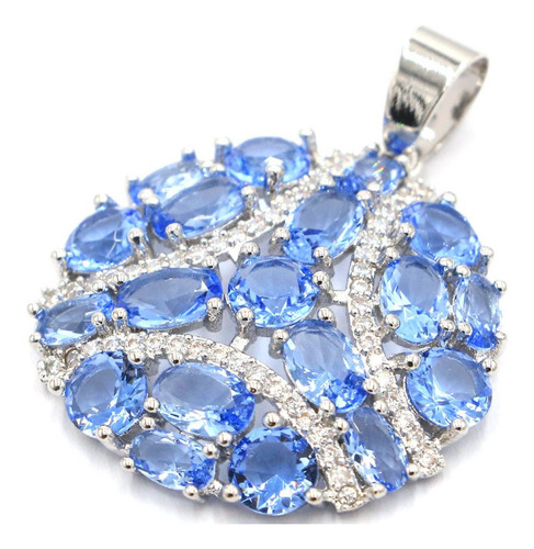 Imagen 2 de 3 de Dije Con Tanzanitas Azul Violeta En Plata Laminada .925