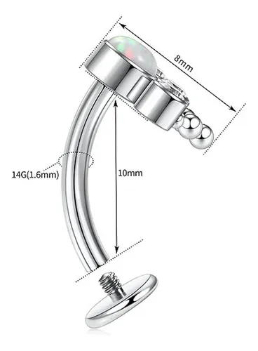 Piercing Ombligo De Titanio Con Barra Interna Y Diseño Plano