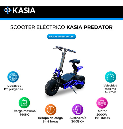 Moto Electrica Kasia Predator Motor 2000watts 45km/h 30km