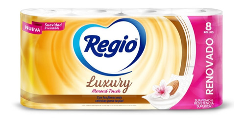 Imagen 2 de 5 de Papel Higiénico Regio Luxury Almond Touch 8 Rollos