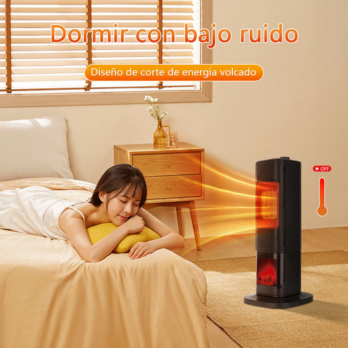 Calefactor Calentador De Torre Cerámico Ptc 1500w Negro