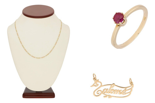 Imagen 1 de 4 de Juego De Dije Salome Con Cadena Y Anillo 18k Y 14k Oro