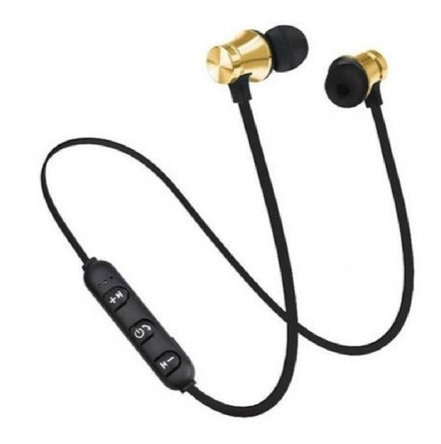 Fone De Ouvido Intra-auricular Xt-6 Bluetooth Sport Sem Fio Cor Dourado