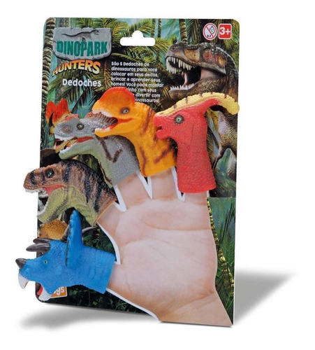 Conjunto Dedoches Dinossauros Dinopark - 5 Unidades Bee Toys