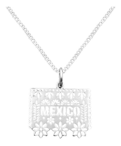 Dije Y Cadena Banderín Mexico Grande Plata 925 Con Envío