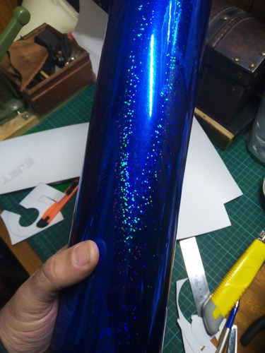 Vinilo Adhesivo Holográfico Azul