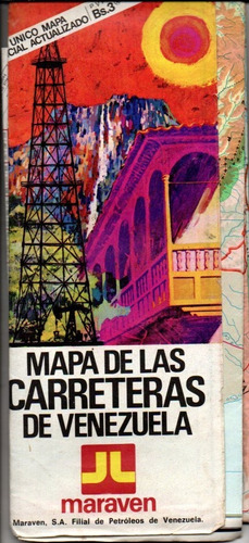 Antiguo Mapa De Carreteras De Venezuela Maraven 8va Ed 1977