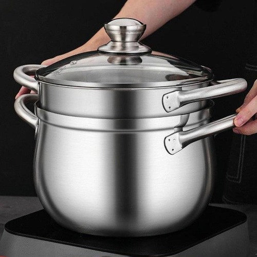 Olla De Acero Inoxidable Para Sopa, Pasta, 20cm Y Rejilla De