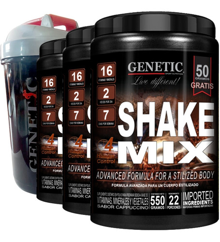 Reemplaza Comidas Batido Vegano Soja Shake Mix Vaso Genetic