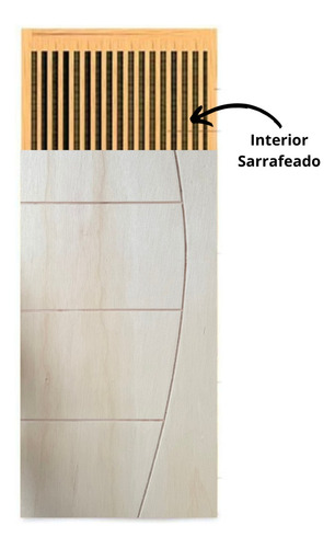 Porta Correr Frisada Amadeirada 90x210 Kit Alumínio Preto Bege