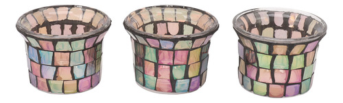 Candelabro De Vidrio Macizo, Portavelas De Mosaico, 6 Piezas