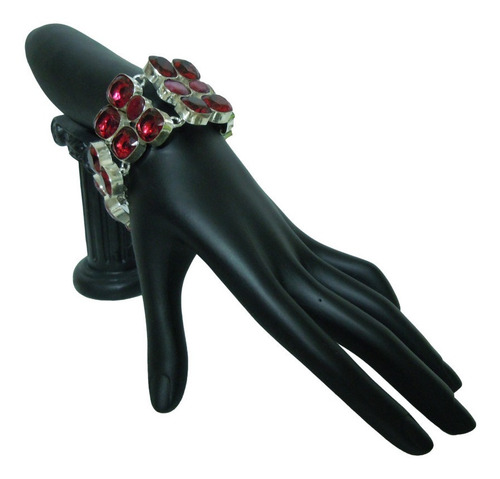 Pulsera Brazalete Bañada En Plata 925 Con Rubelita Y Rubíes