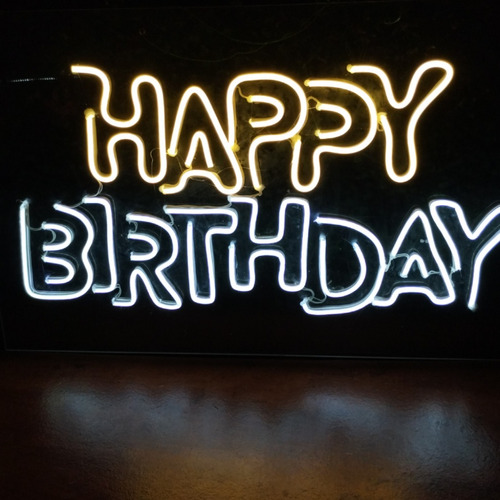 Letrero Led Neon  Happy Birthday  En Dos Tonos