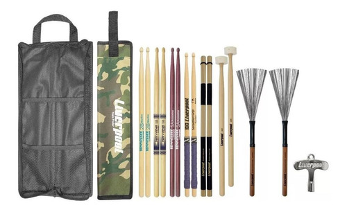 Imagem 1 de 10 de Kit Bag + Baquetas Variadas Linha Profissional Liverpool
