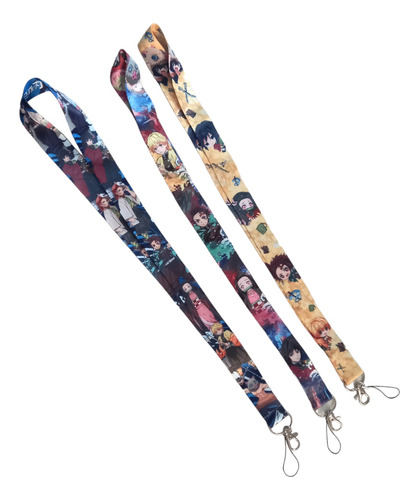 3 Lanyard Demon Slayer Porta Credenciales Llavero Etc A