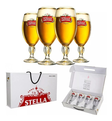 Kit C/.04 Taças Stella Artois 250ml Maleta