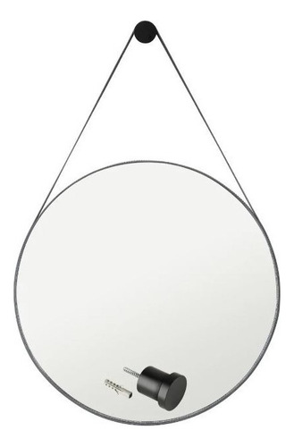 Espelho Redondo 60cm P/ Decoração C/ Kit Cor da moldura Preto