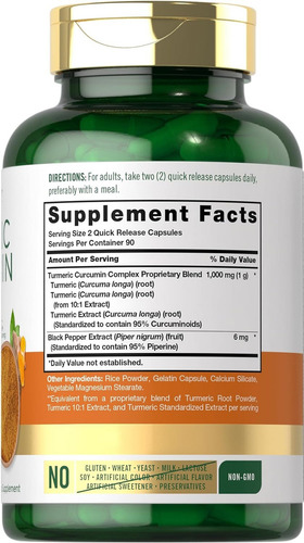 Suplemento En Cápsula Carlyle Suplemento Turmeric Curcumin X 0g