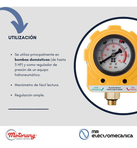 Presostato Electrónico Motorarg Prelex 0-4 Bar 220 Volts