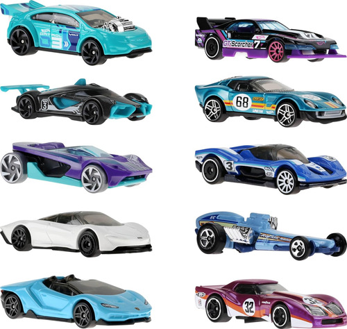 Coches De Carreras Hot Wheels, Pack De 10, Escala 1:64