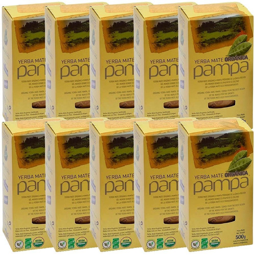 Yerba mate orgánica Pampa 500g pack de 10 unidades