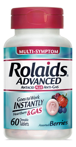 Rolaids Advanced Antacid Plus Anti-gas 60 Tabletas Masticabl