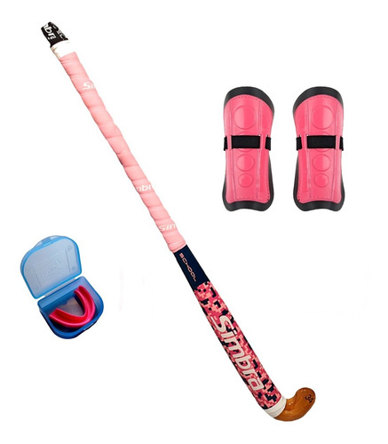 Kit Hockey Palo Simbra + Canilleras + Bucal Escuela Inicial