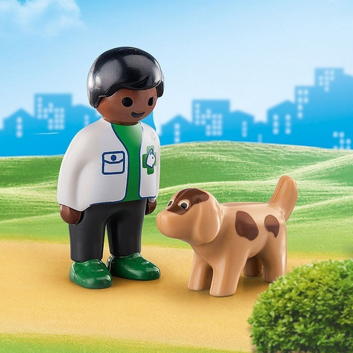 Playmobil 70407 Linea 1 2 3 Veterinario Con Perro