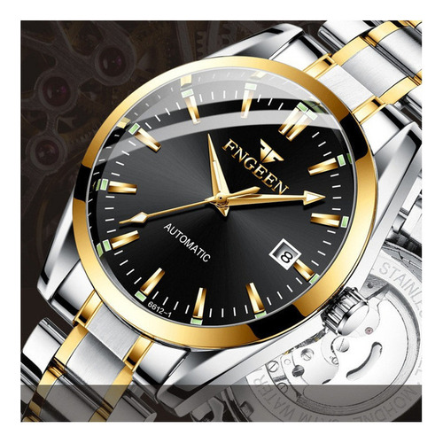 Reloj Mecánico Con Calendario Luminoso Fengeen 6612 Fondo Relojes De Pulso Negro Dorado Plateado