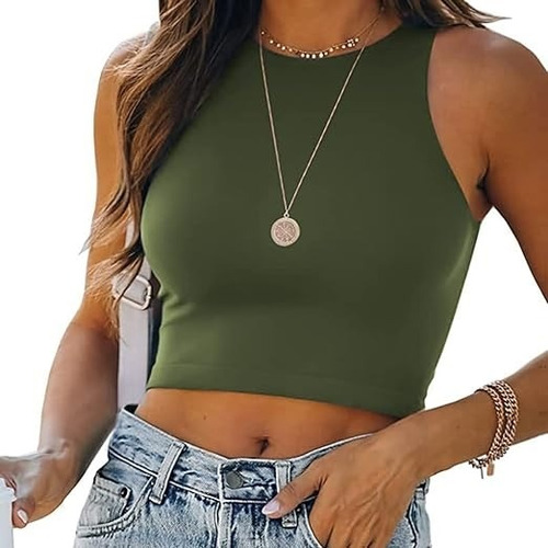 Top Corto Remera Blusa Musculosa Mujer Sin Mangas