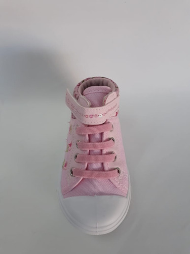 Tênis Bota Infantil Chique Top Lona Rosa Menina Bordado