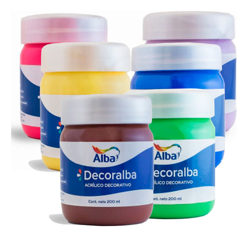 Pintura Acrílica Alba 200ml Arte Manualidades Pack X6