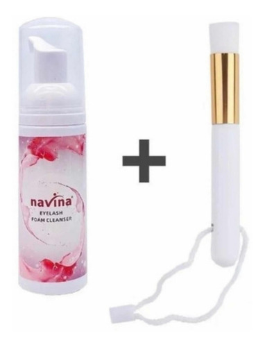 Shampoo Navina Espuma Para Pestaña + Brocha Limpiador Lfme