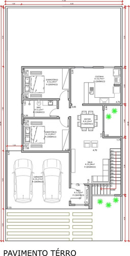 Imagem 7 de 10 de Planta De Casa 3 Quartos - Projeto Arquitetônico Completo