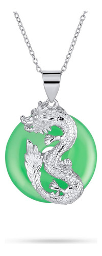 Bling Jewelry Colgante De Dragón De Jade Verde Teñido Con Di