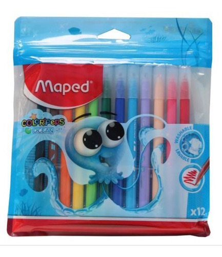12 Plumones Maped Color Peps Ocean Base Agua Delgados¡¡