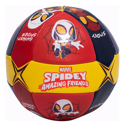 Balón De Fútbol Golty Spidey Y Amigos Cosido A Máquina No.3 Color Rojo