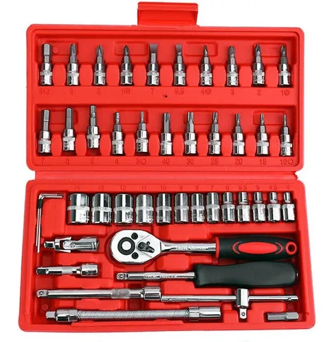 comprar Kit Chaves Jogo Catraca Reversível Soquetes 46 Peças+maleta 
