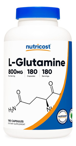 L-glutamina 800 Mg, 180 Capsulas -nutricost